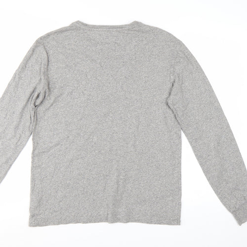 Ralph Lauren Men's Grey Long Sleeve Crew Neck Cotton T-Shirt Small