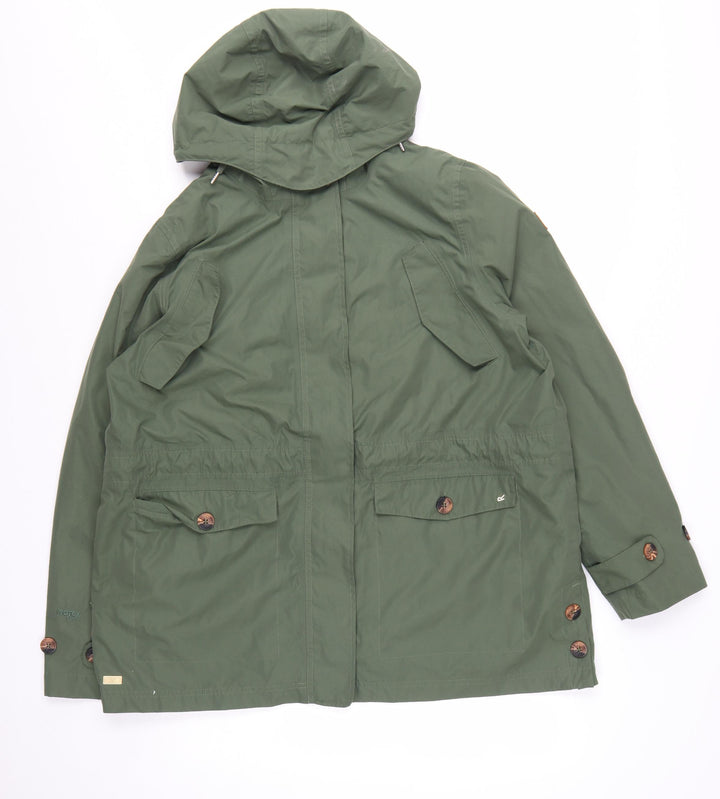 Regatta Womens Green Hooded Parka Jacket Size 20 Waterproof Lined