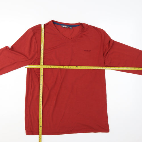 Rohan Men's Red V-Neck Long Sleeve Cotton T-Shirt Size S