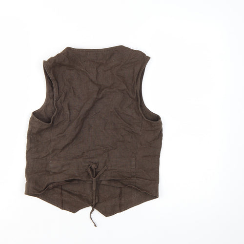 Principles Women's Brown Ramie Sleeveless Waistcoat Size 10