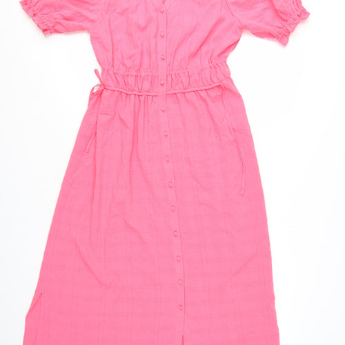 Marks and Spencer Women’s Pink Midi Shirt Dress Size 10