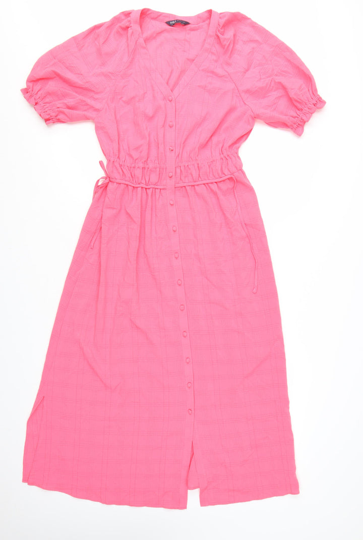 Marks and Spencer Women’s Pink Midi Shirt Dress Size 10