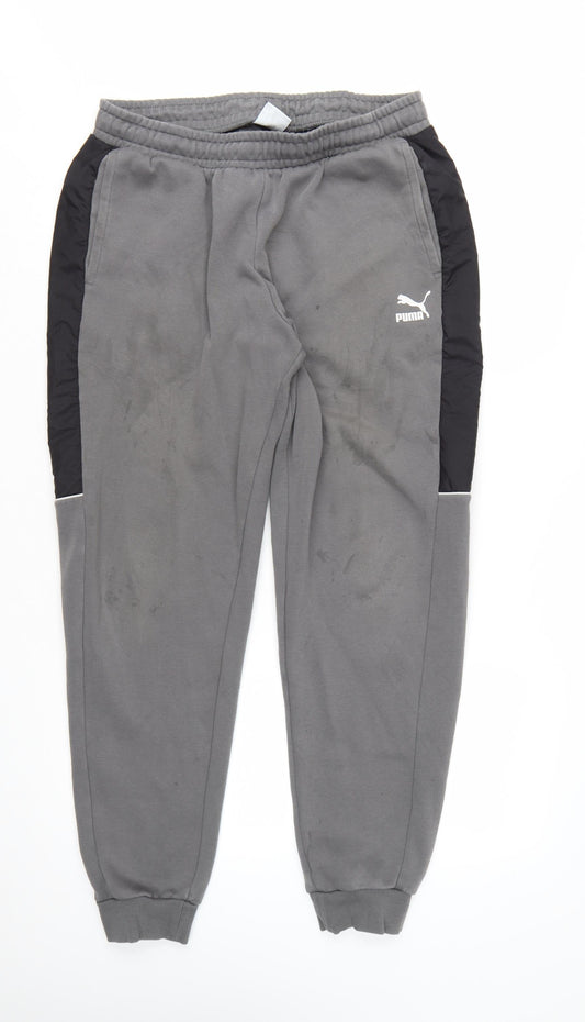 Puma Men's Grey Jogger Trousers L Casual Sportswear