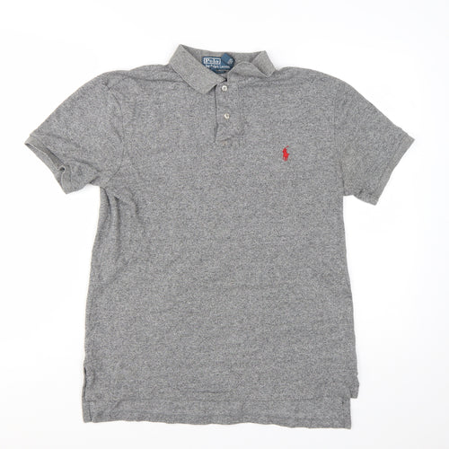 Ralph Lauren Men's Grey Slim Fit Cotton Polo Shirt Size M