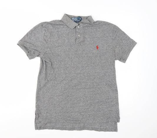 Ralph Lauren Men's Grey Slim Fit Cotton Polo Shirt Size M