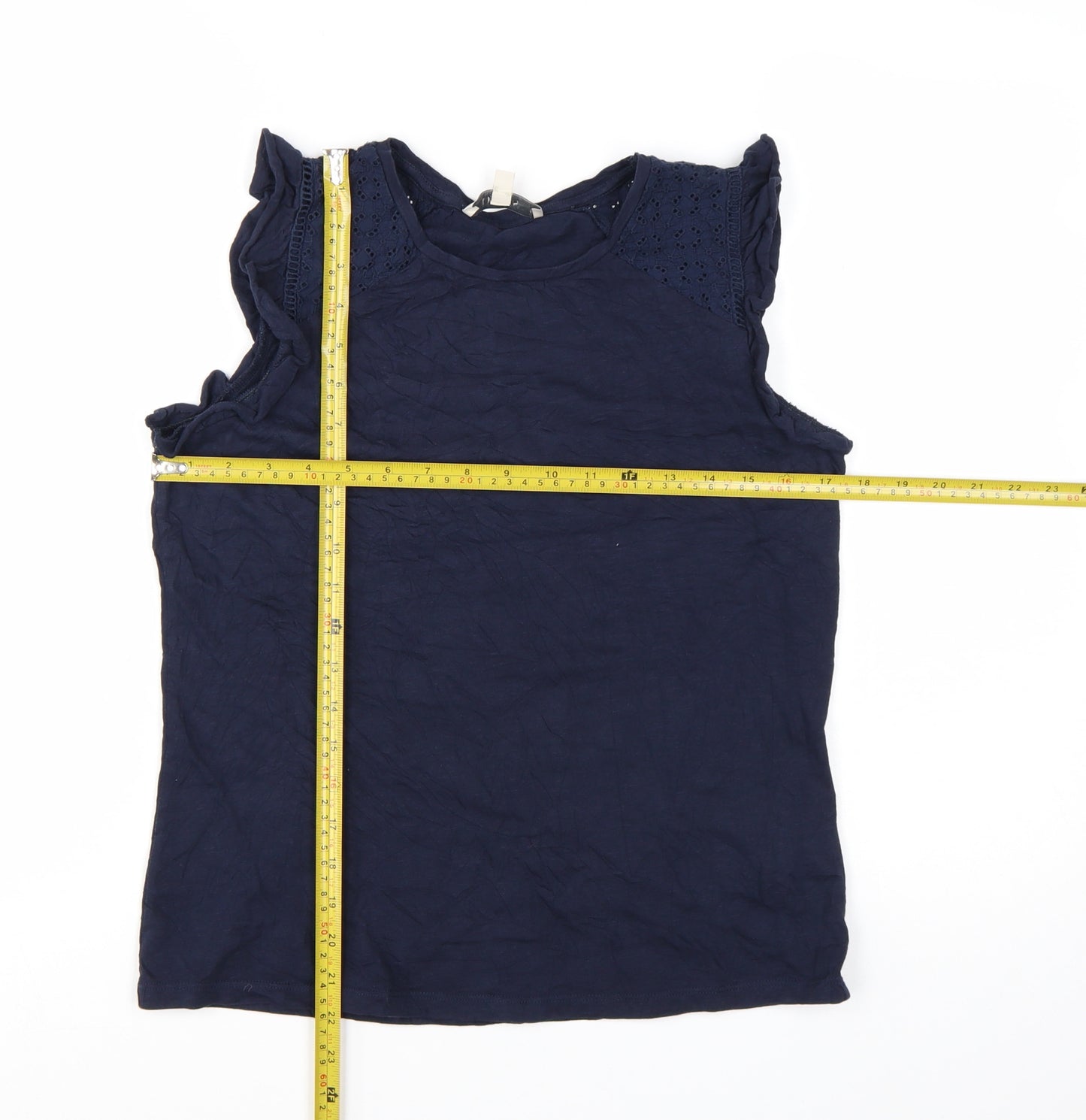 Oasis Women Blue Sleeveless Crew Neck Cotton Camisole Top Size S