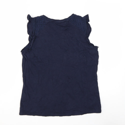 Oasis Women Blue Sleeveless Crew Neck Cotton Camisole Top Size S