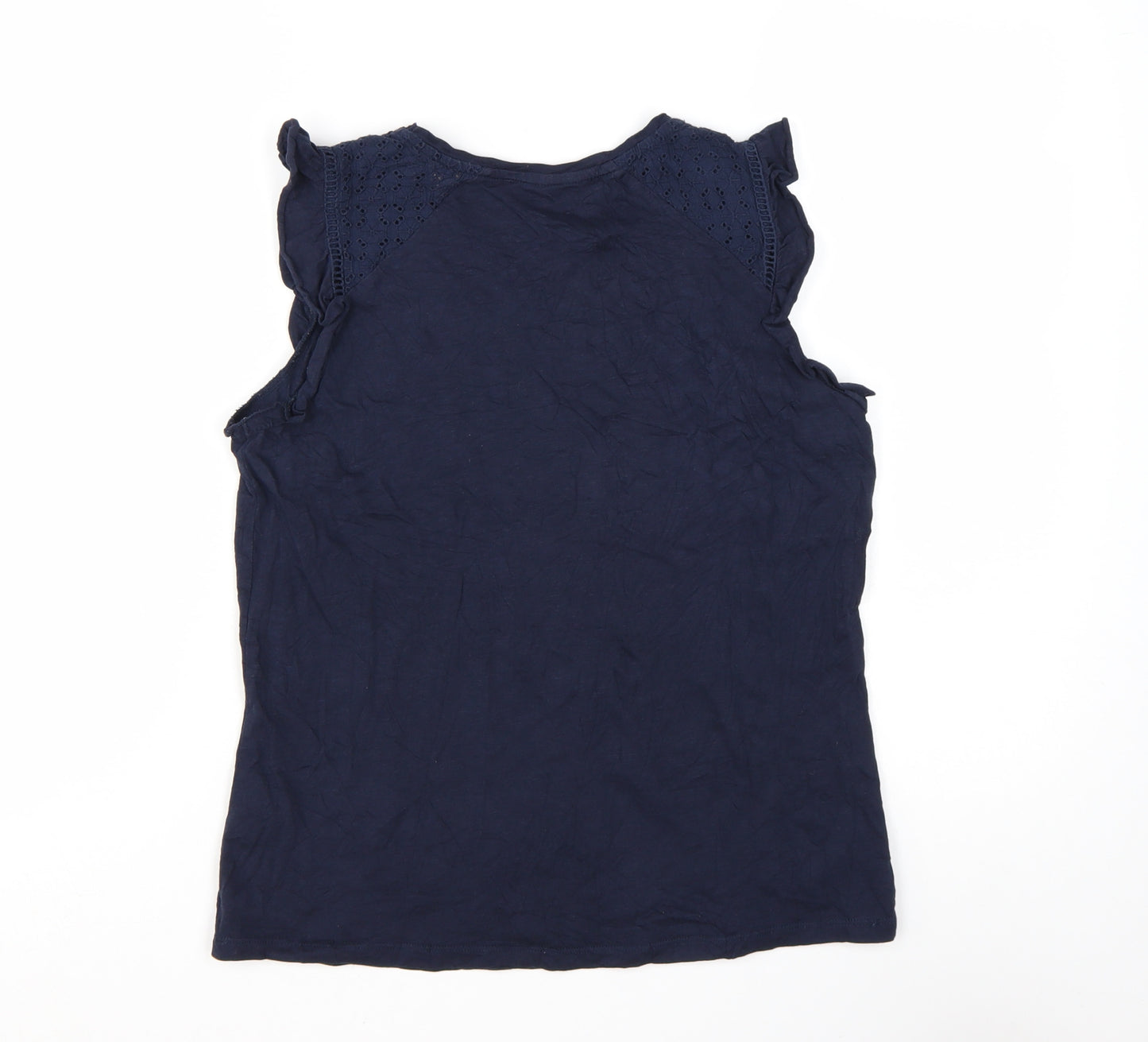 Oasis Women Blue Sleeveless Crew Neck Cotton Camisole Top Size S