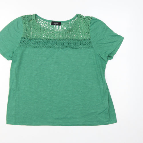 Klass Women Green Short Sleeve Crochet Detail T-Shirt XL