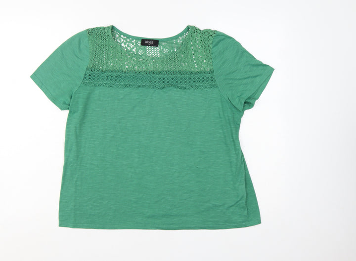 Klass Women Green Short Sleeve Crochet Detail T-Shirt XL
