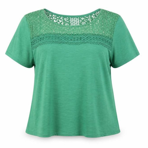 Klass Women Green Short Sleeve Crochet Detail T-Shirt XL