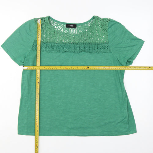 Klass Women Green Short Sleeve Crochet Detail T-Shirt XL