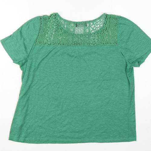 Klass Women Green Short Sleeve Crochet Detail T-Shirt XL