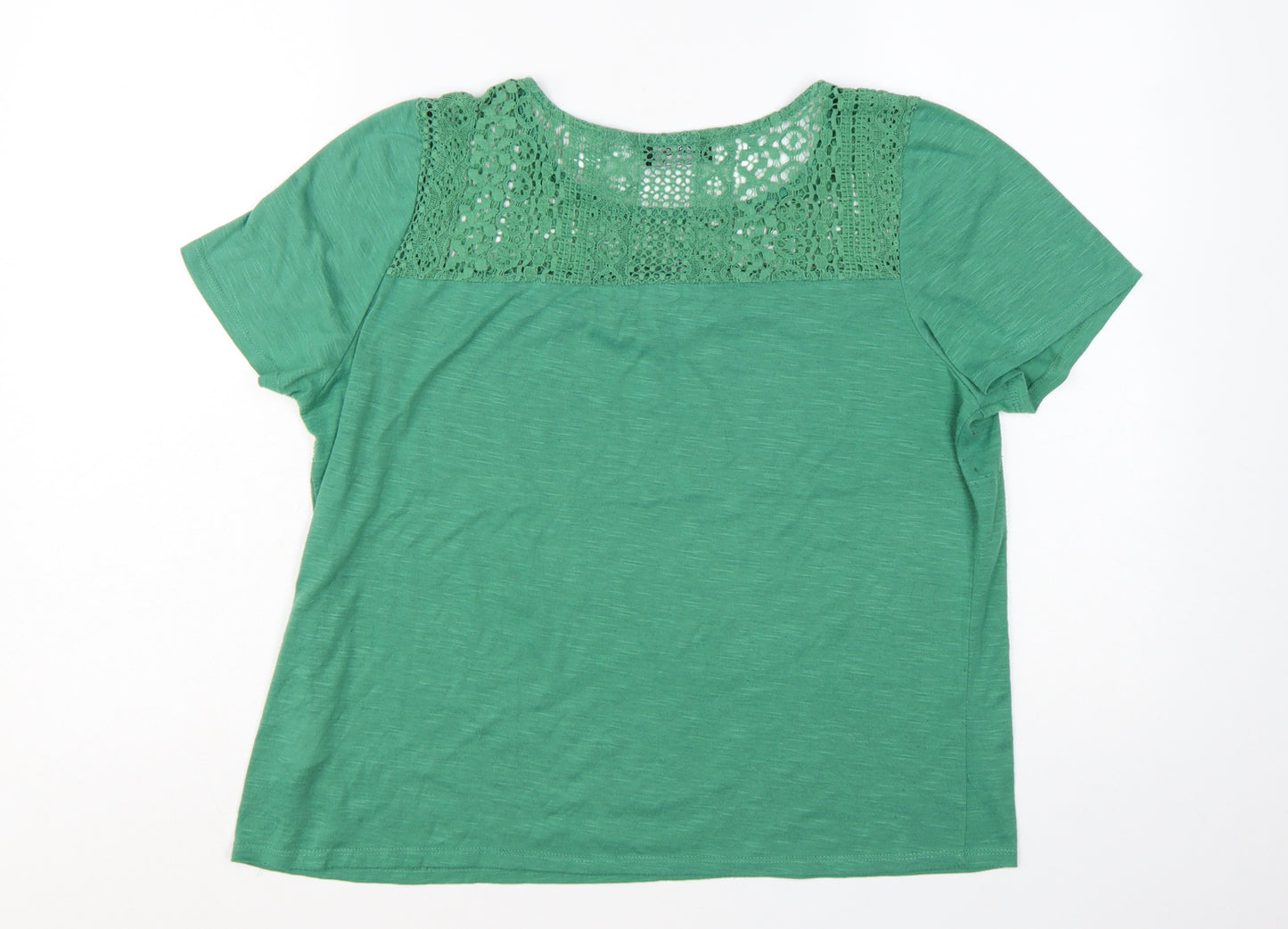 Klass Women Green Short Sleeve Crochet Detail T-Shirt XL