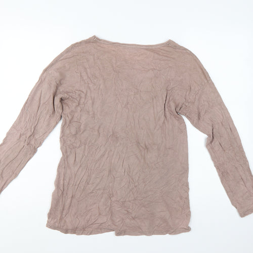 Next Women Beige Beaded Star Long Sleeve Jersey Top Size 8