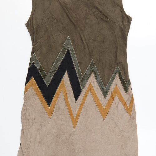 Stella Morgan Women’s Green Geometric Sleeveless Shift Dress Size 12