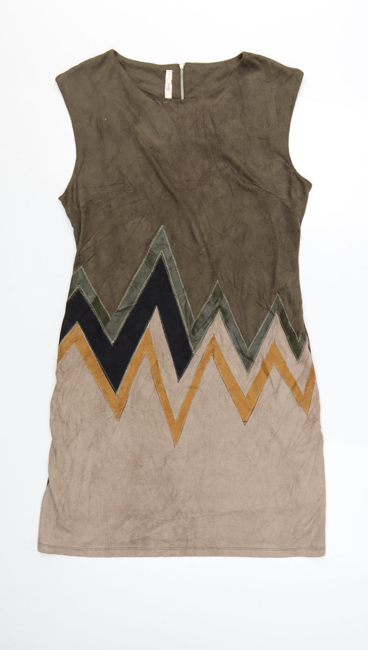 Stella Morgan Women’s Green Geometric Sleeveless Shift Dress Size 12
