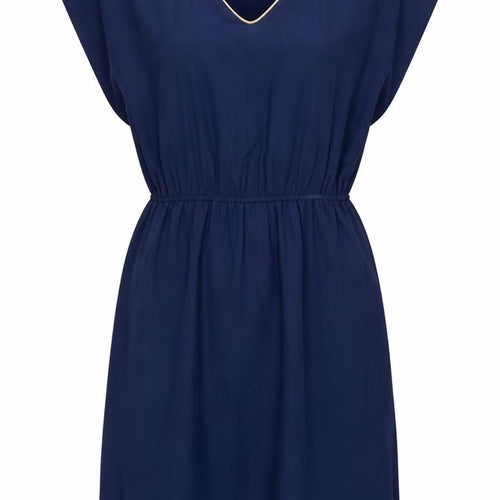 Oasis Women Blue V-Neck Shift Dress Size 8 Knee Length Lightweight