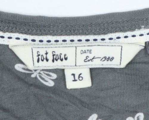 Fat Face Womens Grey Long Sleeve A-Line Dress Size 16