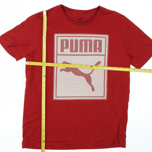 Puma Men's Red Crew Neck Graphic Sports Cotton T-Shirt M