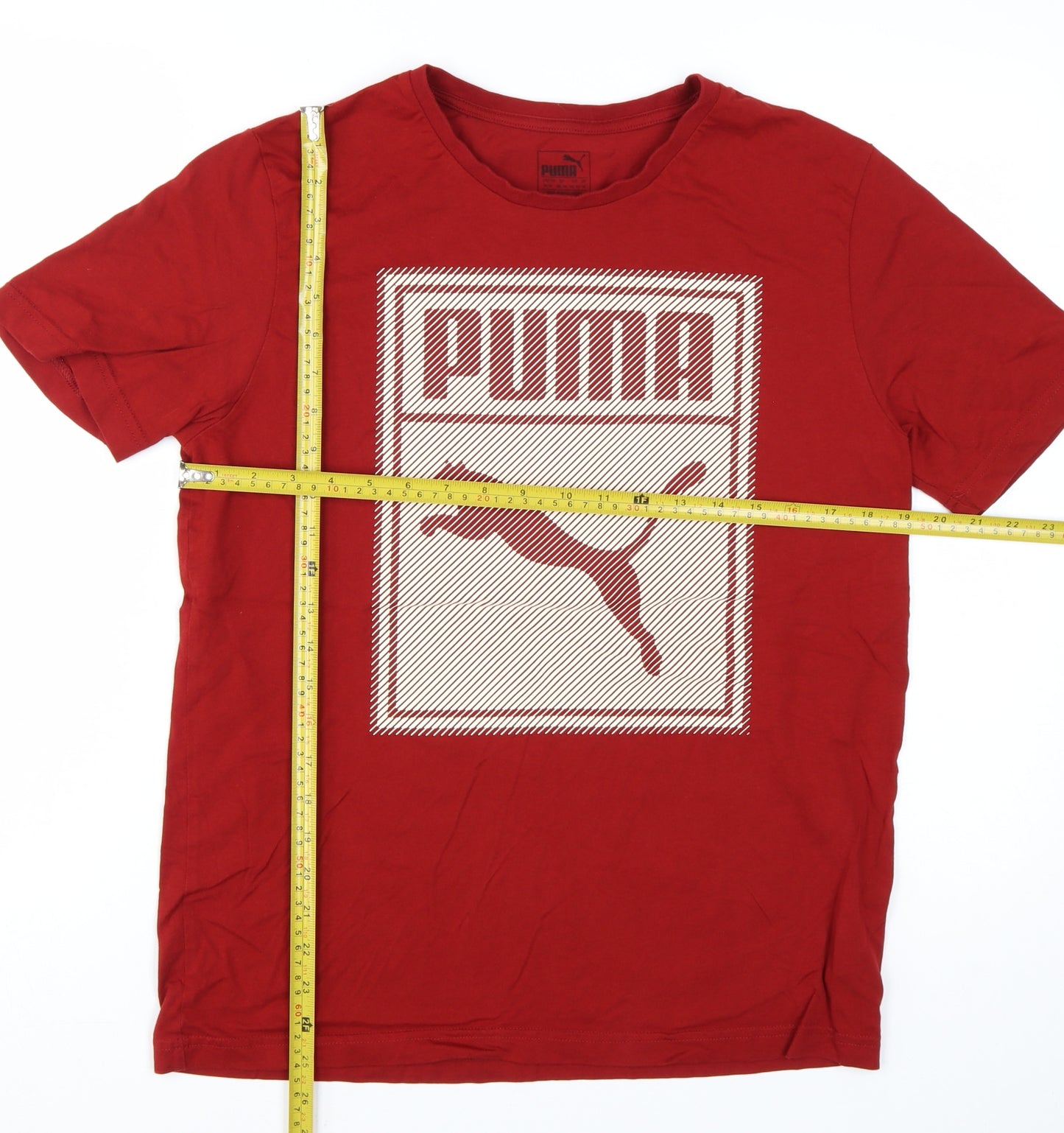 Puma Men's Red Crew Neck Graphic Sports Cotton T-Shirt M