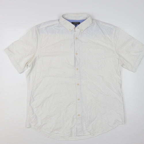 Marks and Spencer Men's White Cotton Short Sleeve Button-Up Shirt XL
