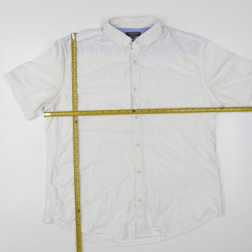 Marks and Spencer Men's White Cotton Short Sleeve Button-Up Shirt XL