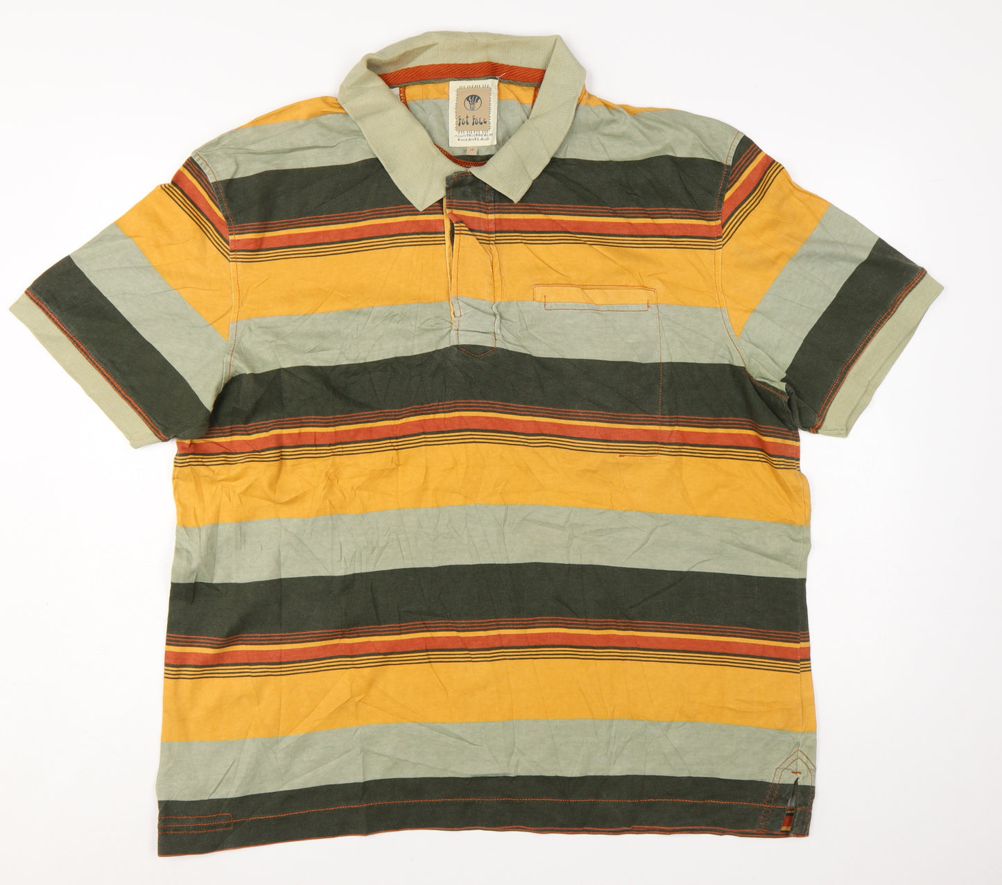 Fat Face Men's Multicoloured Striped Cotton Polo Shirt XL