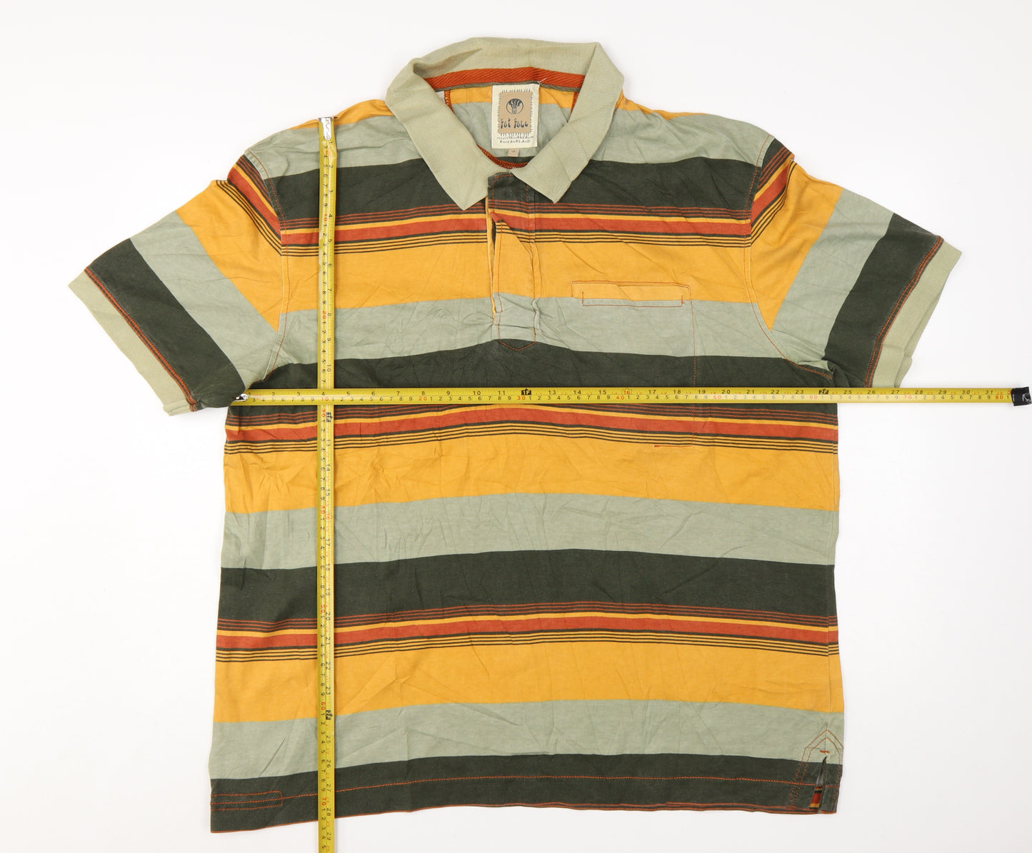 Fat Face Men's Multicoloured Striped Cotton Polo Shirt XL