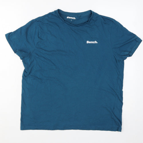 Bench Men's Blue Crew Neck Cotton T-Shirt Size L Casual Style