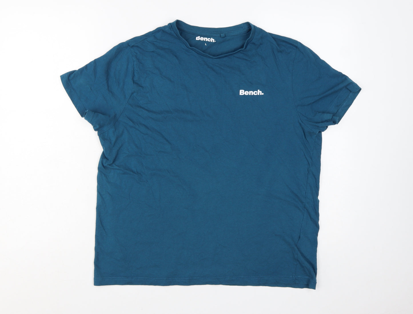 Bench Men's Blue Crew Neck Cotton T-Shirt Size L Casual Style