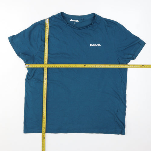Bench Men's Blue Crew Neck Cotton T-Shirt Size L Casual Style