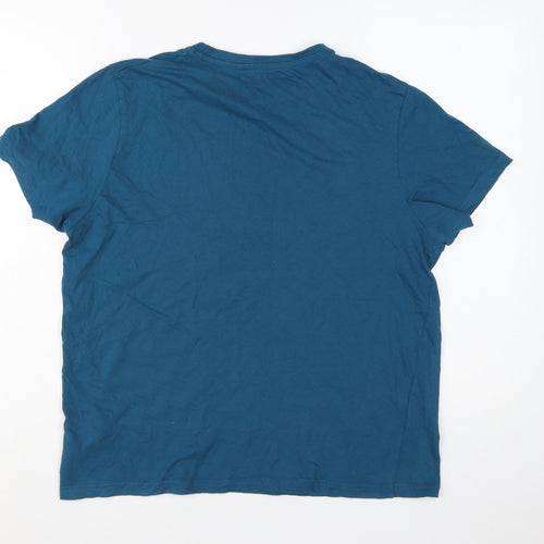 Bench Men's Blue Crew Neck Cotton T-Shirt Size L Casual Style