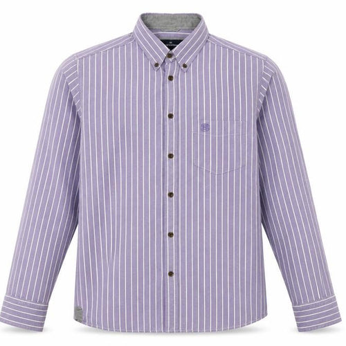 Marks and Spencer Blue Harbour Men's Purple Striped Slim Fit Long Sleeve Cotton Shirt Size L