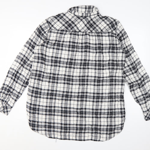 GAP Womens Black Plaid Long Sleeve Rayon Button-Up Shirt Size L