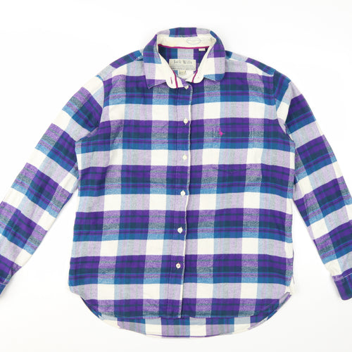 Jack Wills Women's Multicoloured Flannel Check Button-Up Shirt UK14