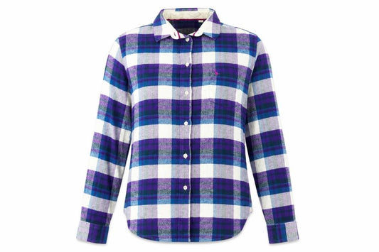 Front view of Jack Wills Women's Multicoloured Flannel Check Button-Up Shirt UK14