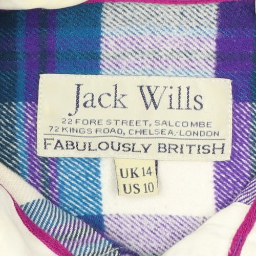 Jack Wills Women's Multicoloured Flannel Check Button-Up Shirt UK14