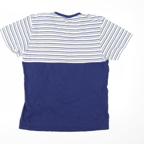 Pierre Cardin Men’s Blue Striped Crew Neck Cotton T-Shirt Size L