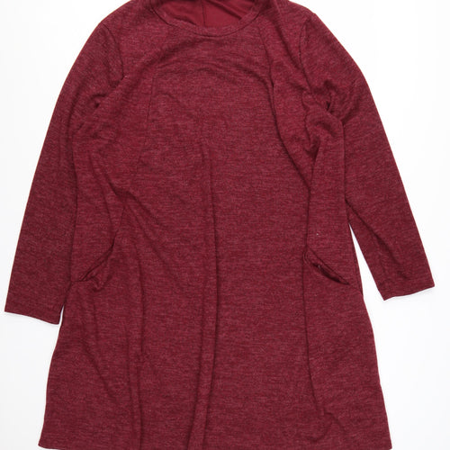 Roman Women Burgundy Long Sleeve A-Line Dress Size 26/28 Polyester Blend