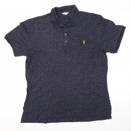 Next Men’s Blue Polka Dot Cotton Polo Shirt Size Large