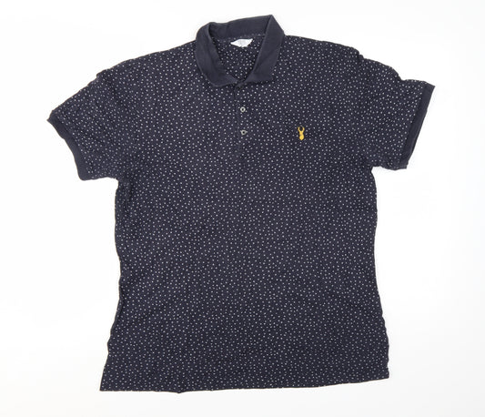 Next Men’s Blue Polka Dot Cotton Polo Shirt Size Large