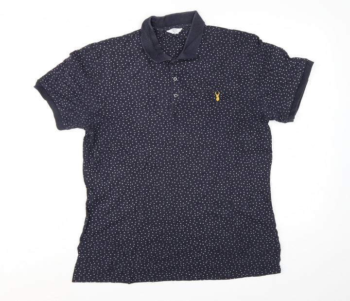 Next Men’s Blue Polka Dot Cotton Polo Shirt Size Large