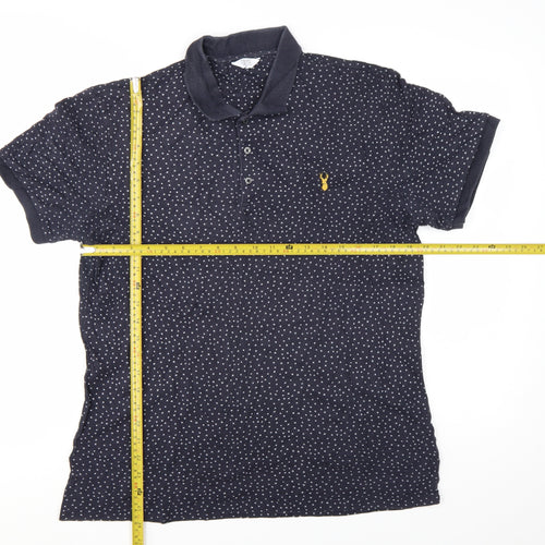 Next Men’s Blue Polka Dot Cotton Polo Shirt Size Large