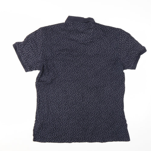 Next Men’s Blue Polka Dot Cotton Polo Shirt Size Large