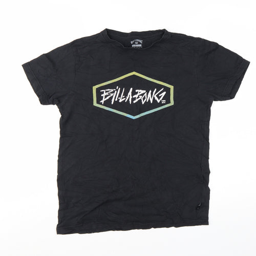 Billabong Boys Black Cotton Logo Graphic Short Sleeve T-Shirt Size 14 Years