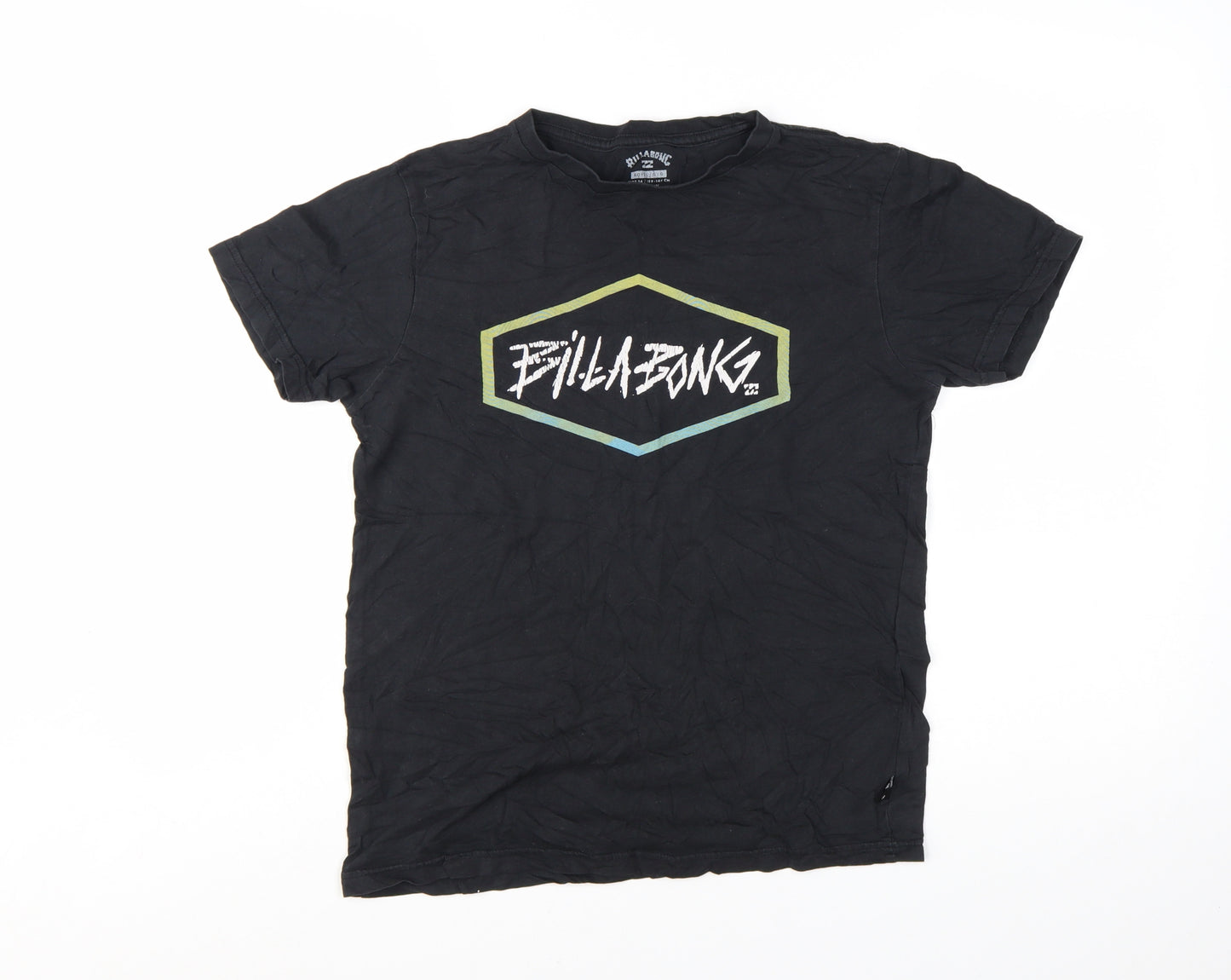 Billabong Boys Black Cotton Logo Graphic Short Sleeve T-Shirt Size 14 Years