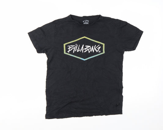 Billabong Boys Black Cotton Logo Graphic Short Sleeve T-Shirt Size 14 Years