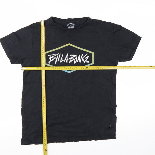 Billabong Boys Black Cotton Logo Graphic Short Sleeve T-Shirt Size 14 Years