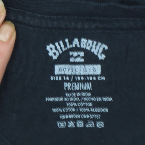 Billabong Boys Black Cotton Logo Graphic Short Sleeve T-Shirt Size 14 Years
